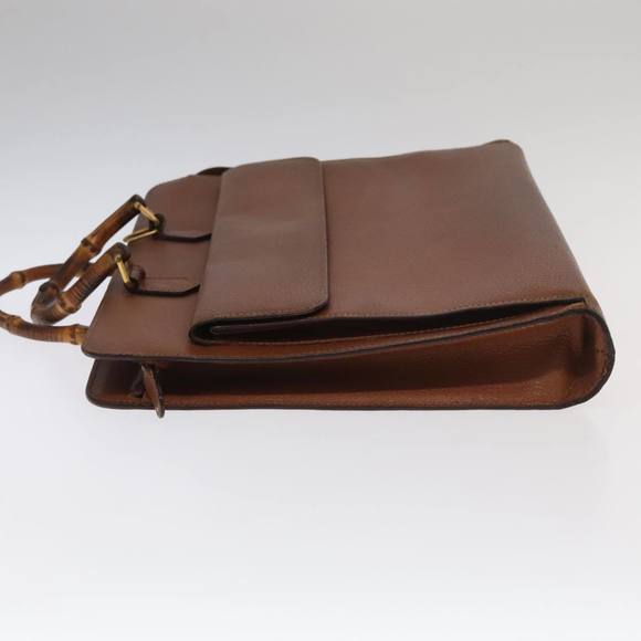 GUCCI Bamboo Business Bag Leather Brown Gold 1529593675 Auth ti2591 - Picture 5 of 16